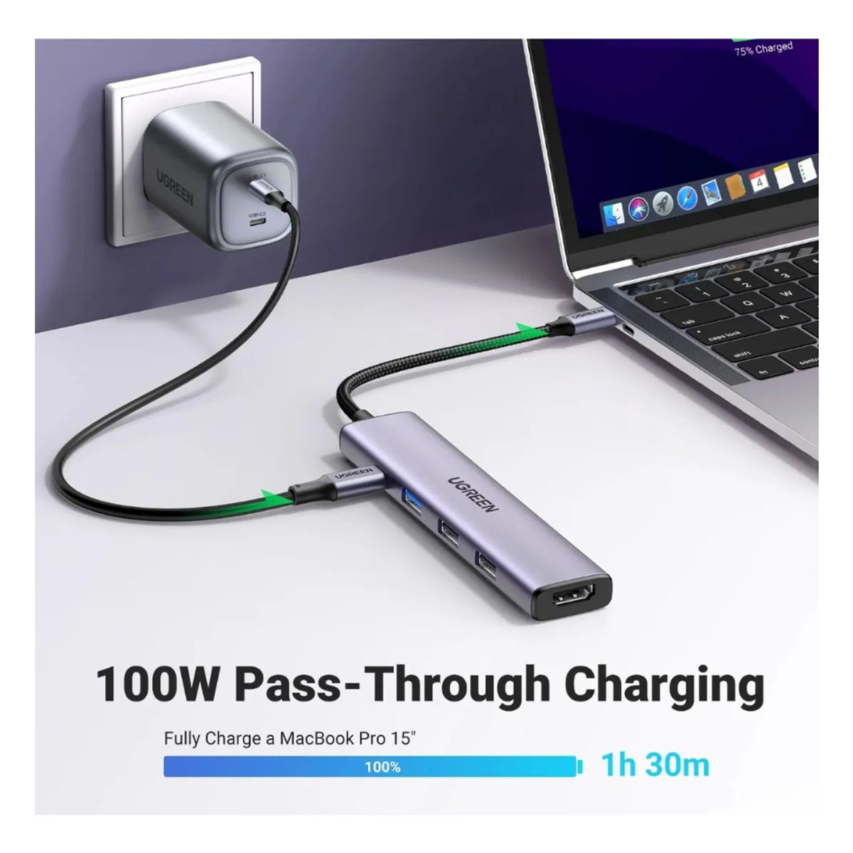 UGREEN - Adaptador Hub Usb-C 5 En 1 - PD, HDMI 4K60Hz - UGREEN