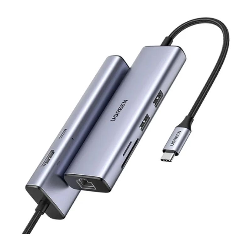 UGREEN - Adaptador Hub Usb-C 7 En 1 - Usb, Sd, Microsd, Tf, Hdmi, RJ45 - UGREEN