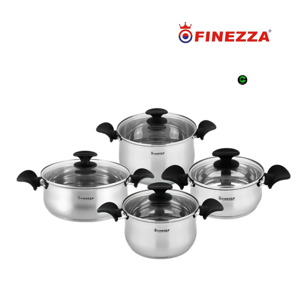 FINEZZA - Juego de Ollas de Acero inoxidable Alessia Fz-1012CB-IN 8 Piezas