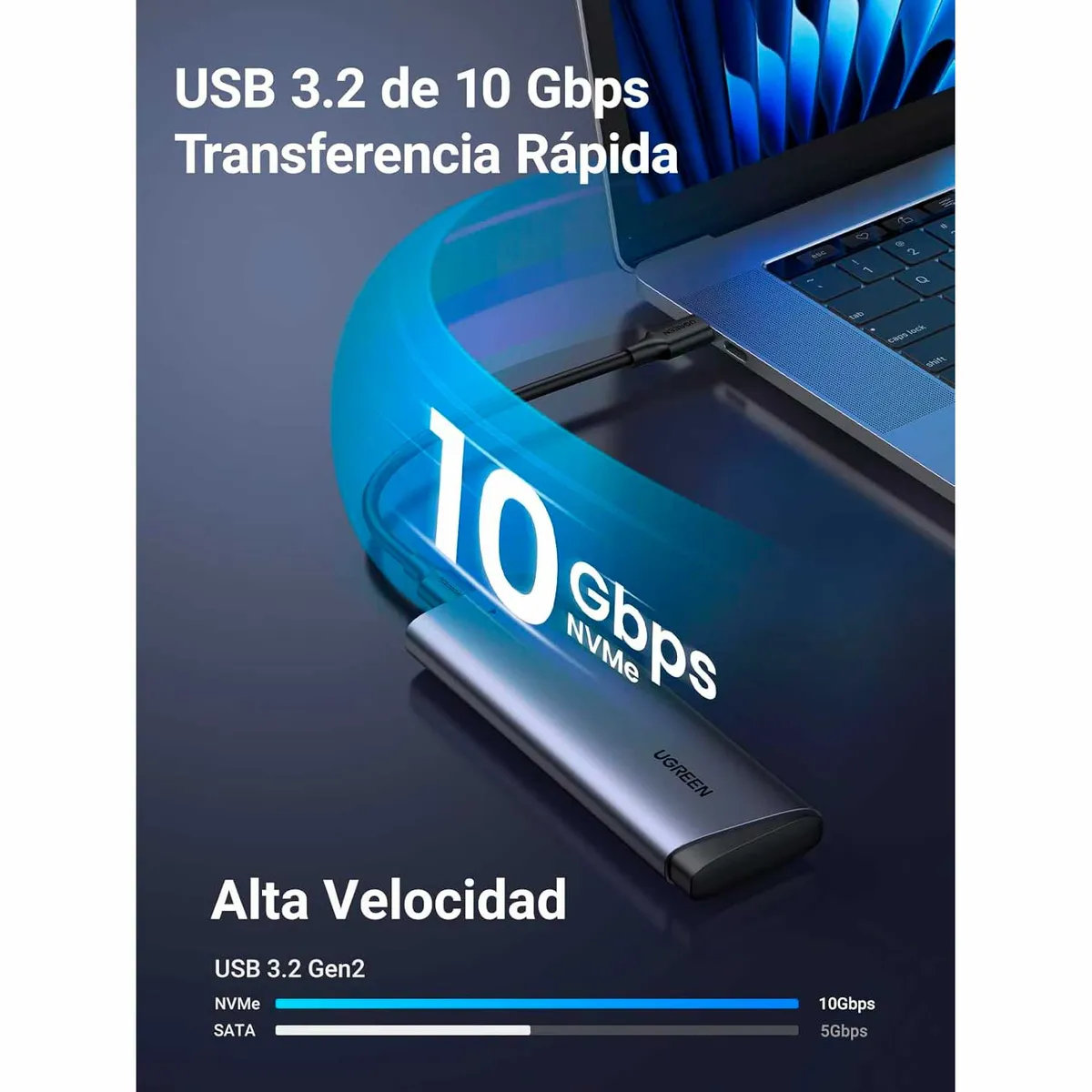 UGREEN - Case Ugreen SSD M2 NVMe PCIe M-KeyB+M 10Gbps USB 32 Gen 2 35267