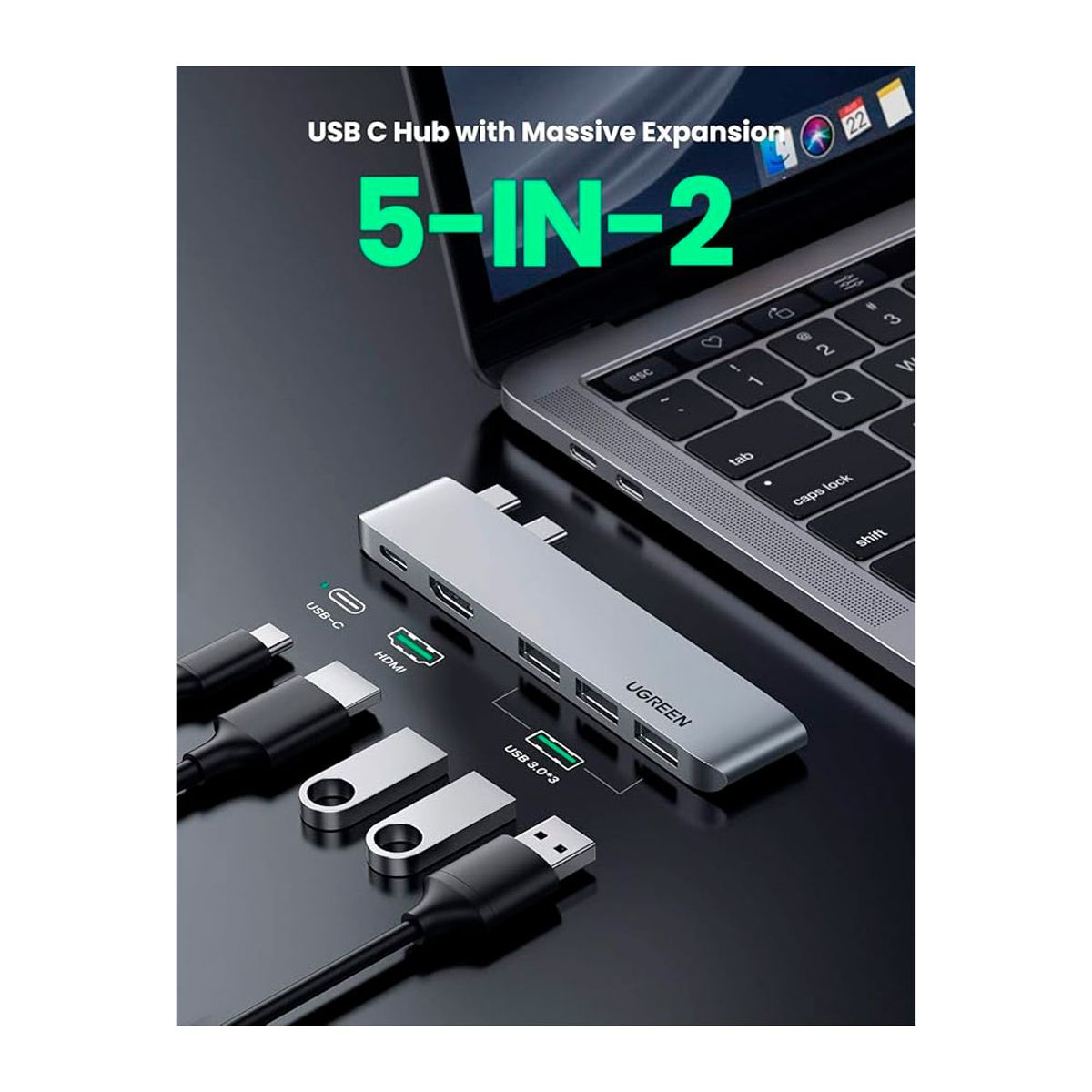 UGREEN - UGREEN Hub USB tipo C a 4K HDMI Thunderbolt 3 DISEÑADO PARA MAC COD. 60559