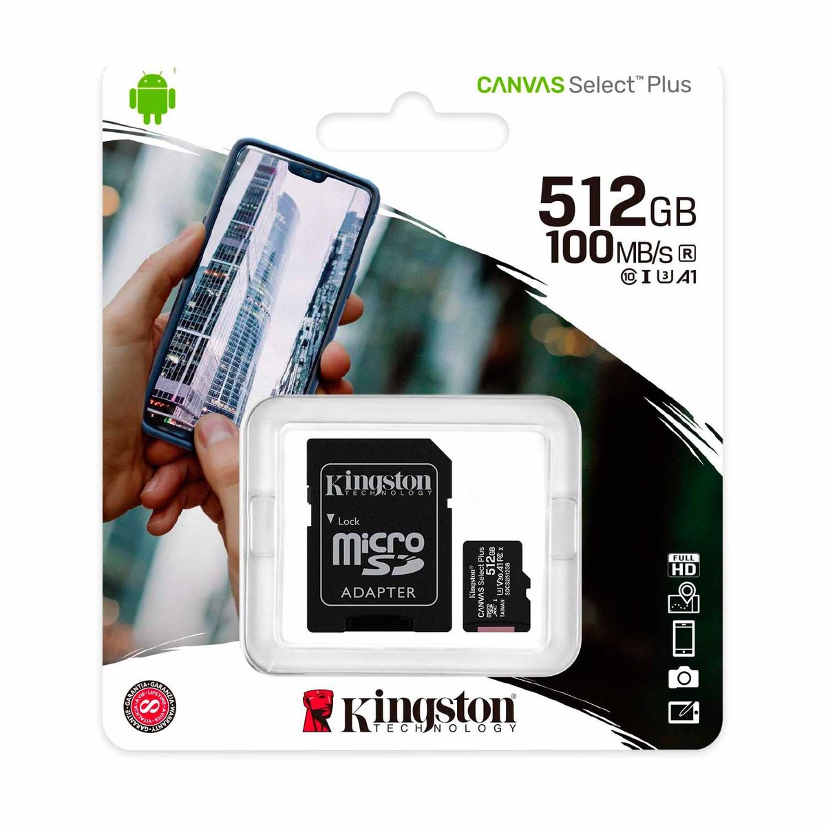 KINGSTON - Memoria microSDXC Kingston Canvas Select Plus SDCS2 512 GB 100 MBs A1 Clase 10 UHS-I