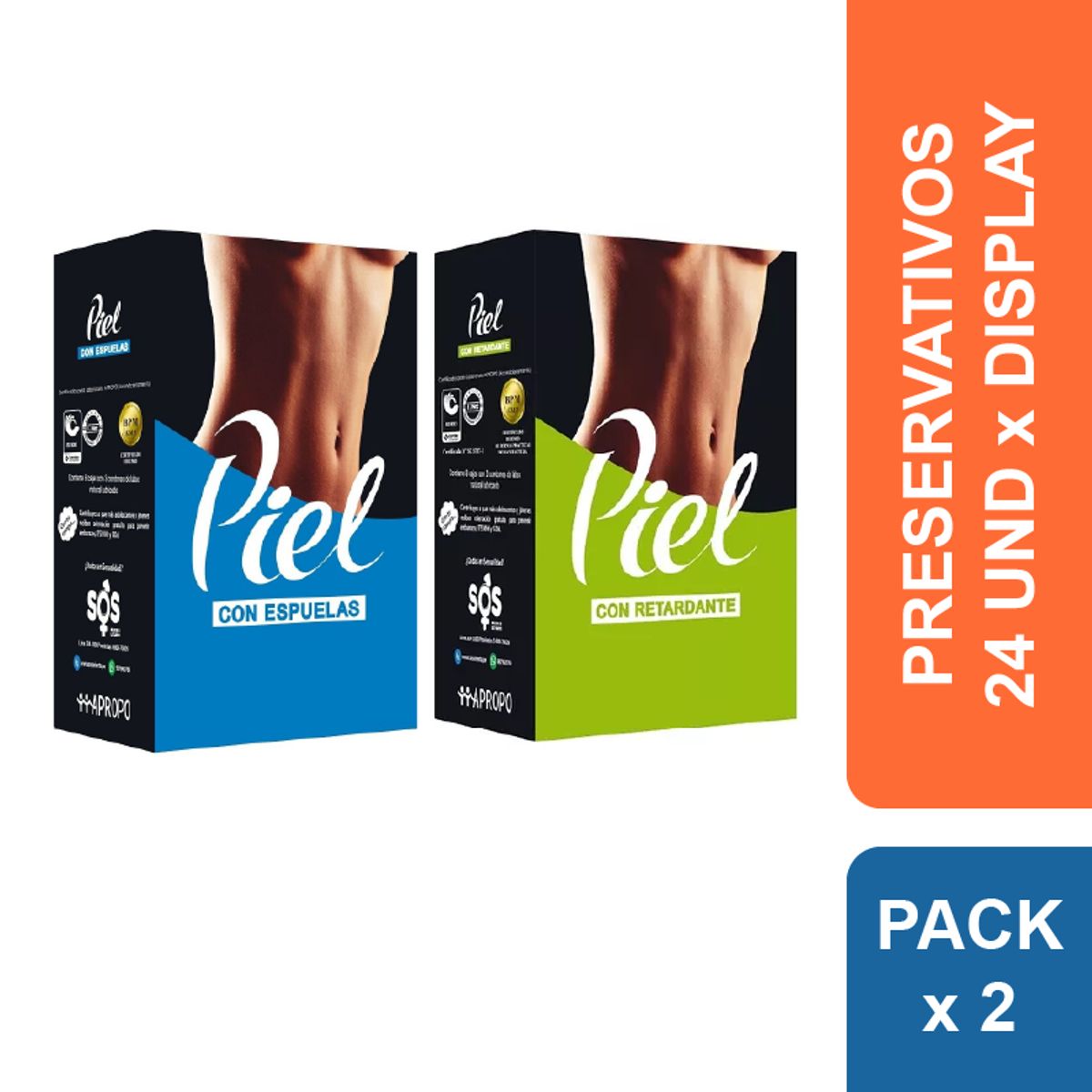 PIEL - Preservativos Piel con Espuelas + Retardante x 48 und.