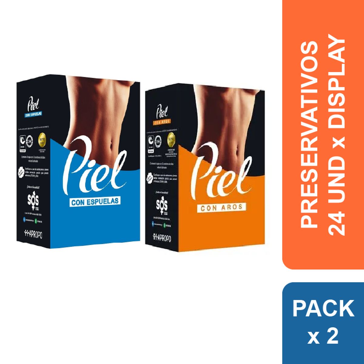 PIEL - Preservativos Piel con Espuelas + Aros x 48 und.