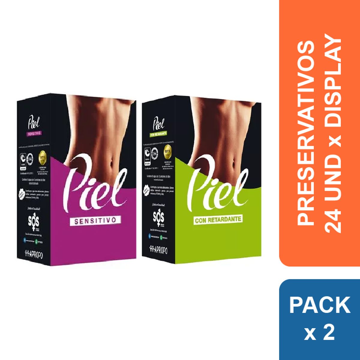 PIEL - Preservativos Piel con Sensitivo + Retardante x 48 und.