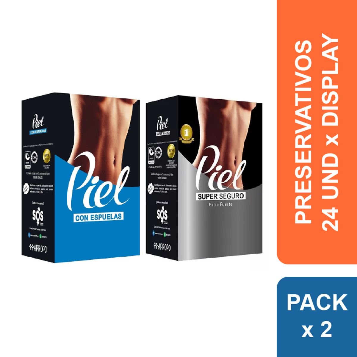 PIEL - Preservativos Piel Sensitivo + Super Seguro x 48 und.
