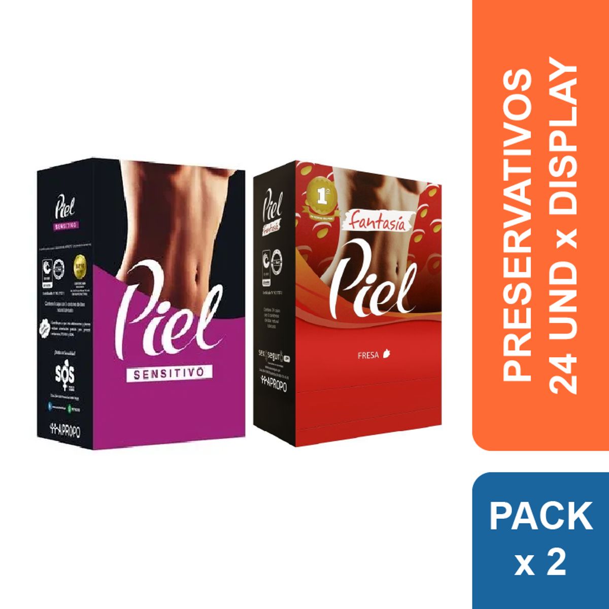 PIEL - Preservativos Piel Sensitivo + Fresa x 48 und.