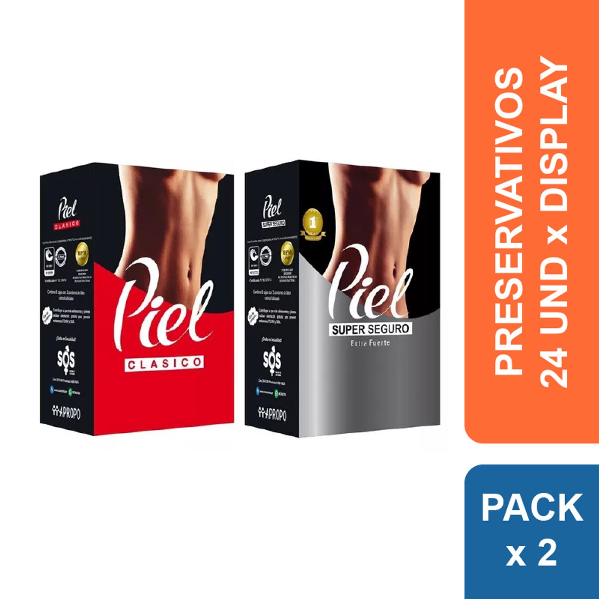 PIEL - Preservativos Piel Clásico + Super Seguro x 48 und.