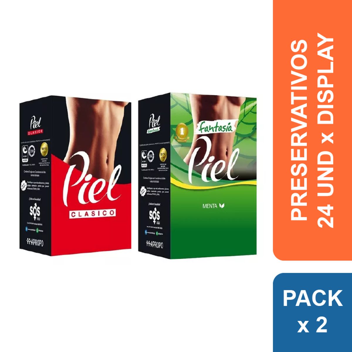 PIEL - Preservativos Piel Clásico + Menta x 48 und.