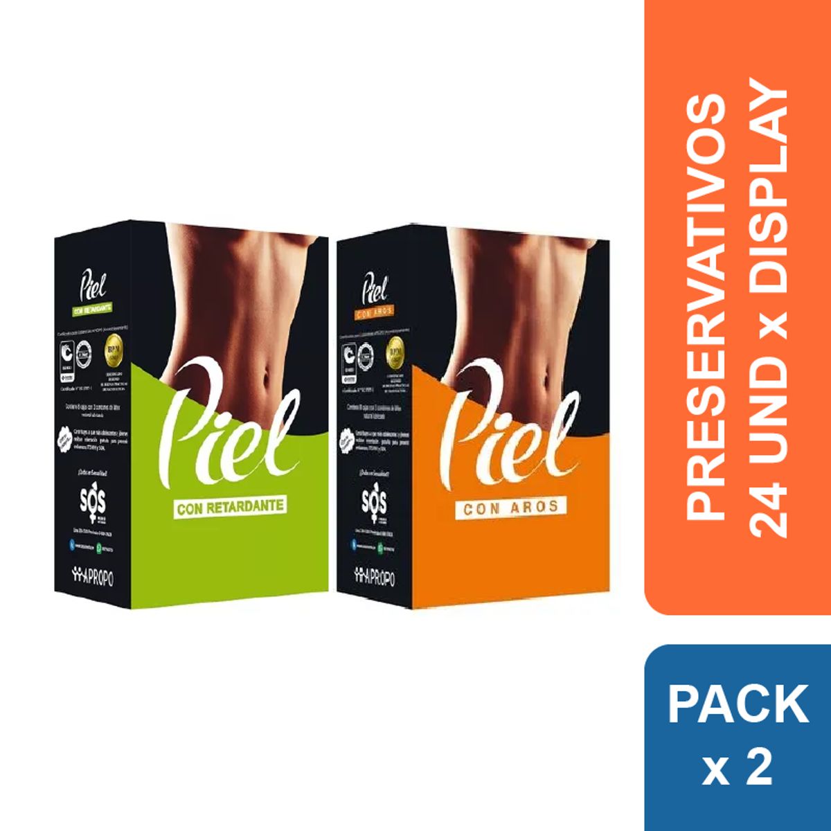 PIEL - Preservativos Piel Retardante + Aros x 48 und.