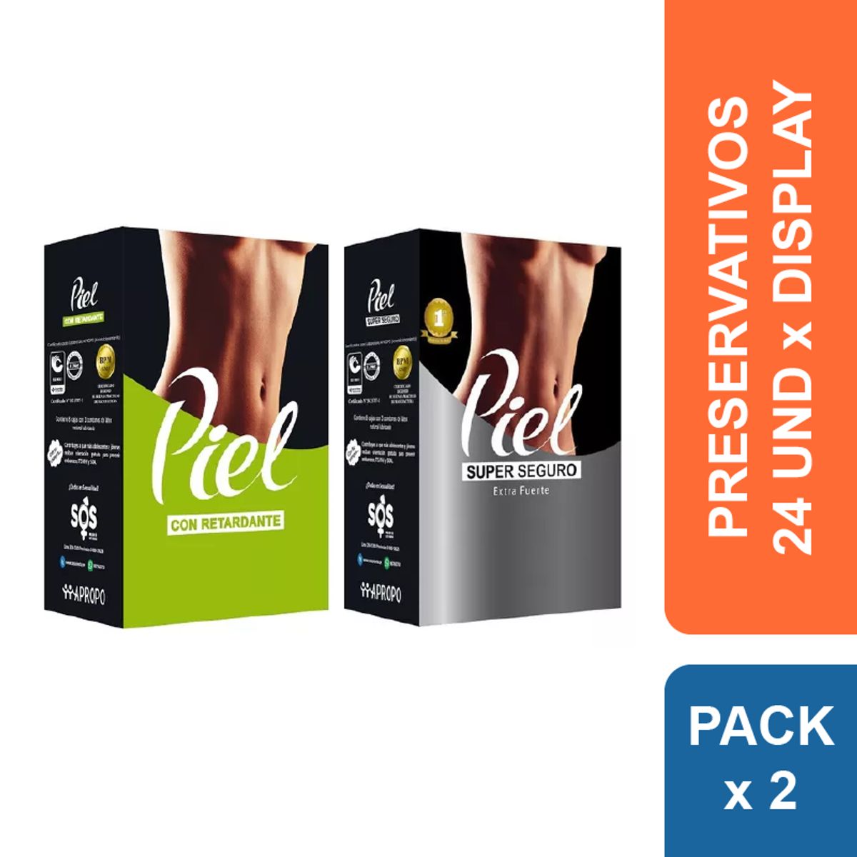 PIEL - Preservativos Piel Retardante + Super Seguro x 48 und.