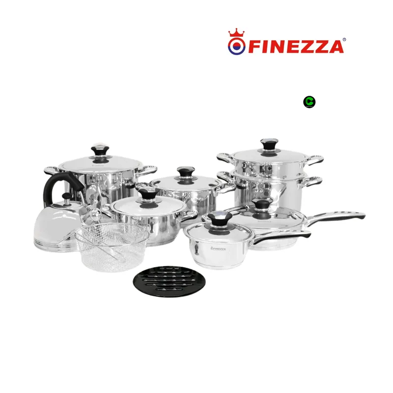 FINEZZA - Juego de Ollas de 18 Piezas FINEZZA de Acero Inoxidable FZ-2018LX