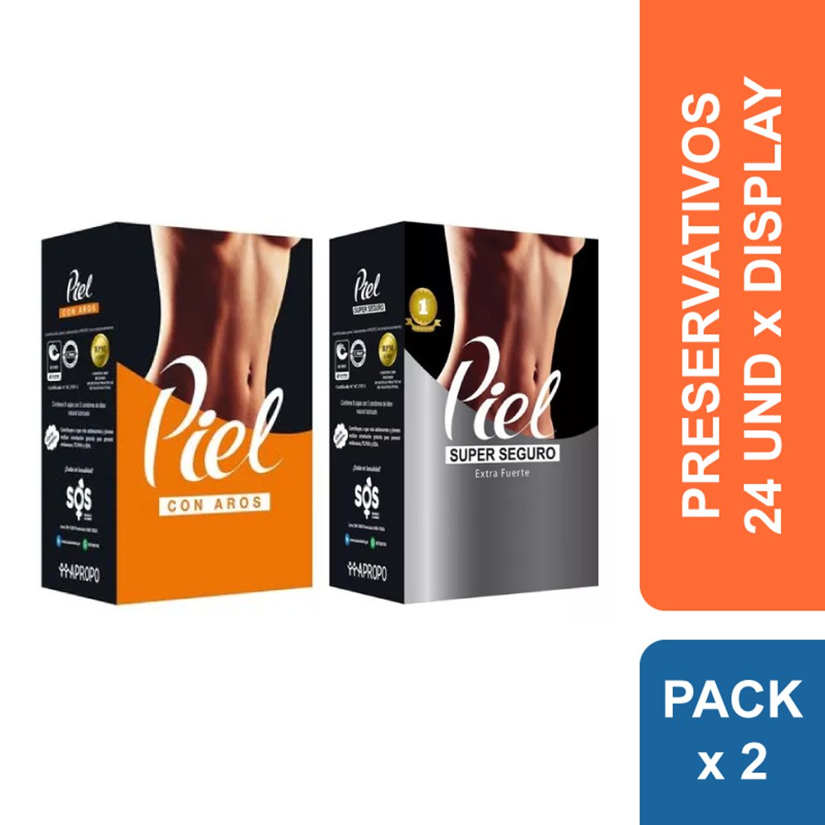 PIEL - Preservativos Piel Aros + Super Seguro x 48 und.