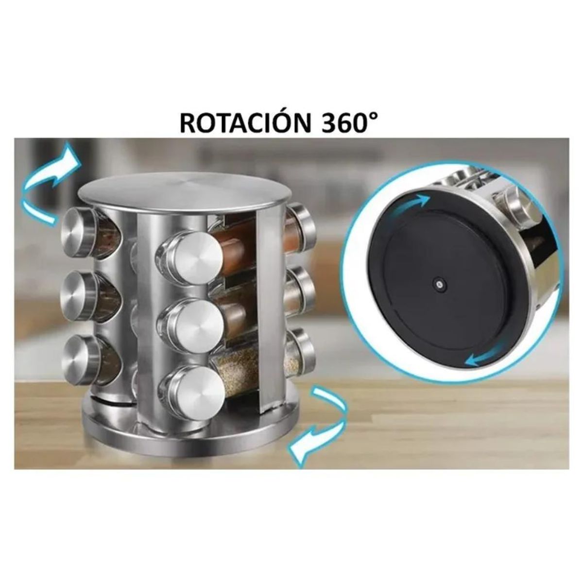 GENERICO - Set de Condimenteros 12 Frascos Con Base Giratorio - 90390404