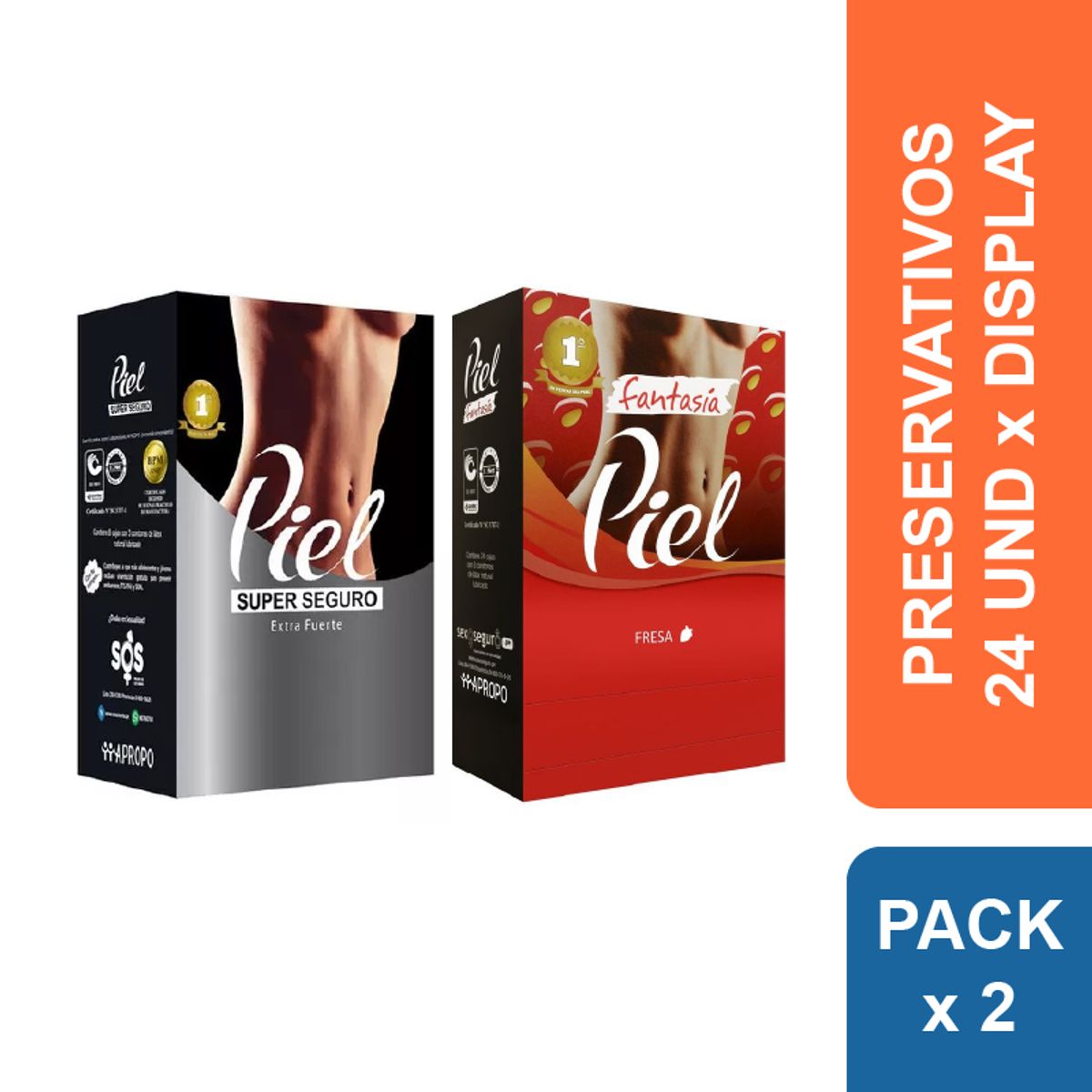 PIEL - Preservativos Piel Super Seguro + Fresa x 48 und.
