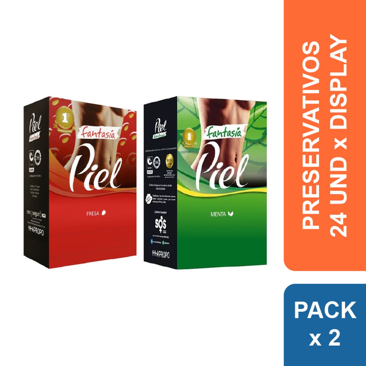 PIEL - Preservativos Piel Fresa + Menta x 48 und.