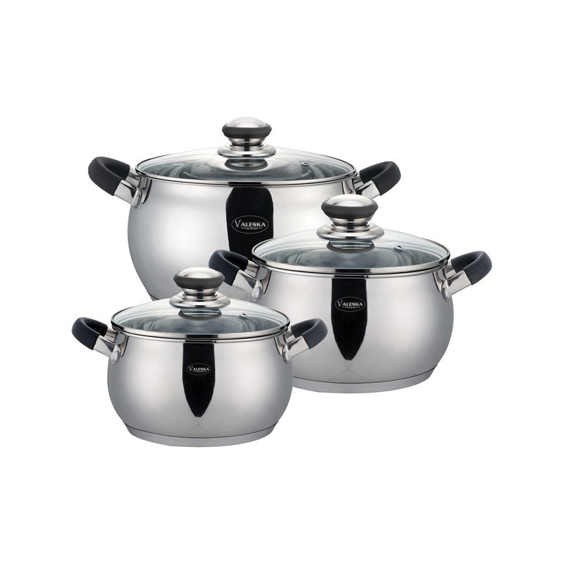 VALESKA - Juego de Ollas de Acero Inoxidable VL-APPLE6SUPER Negro
