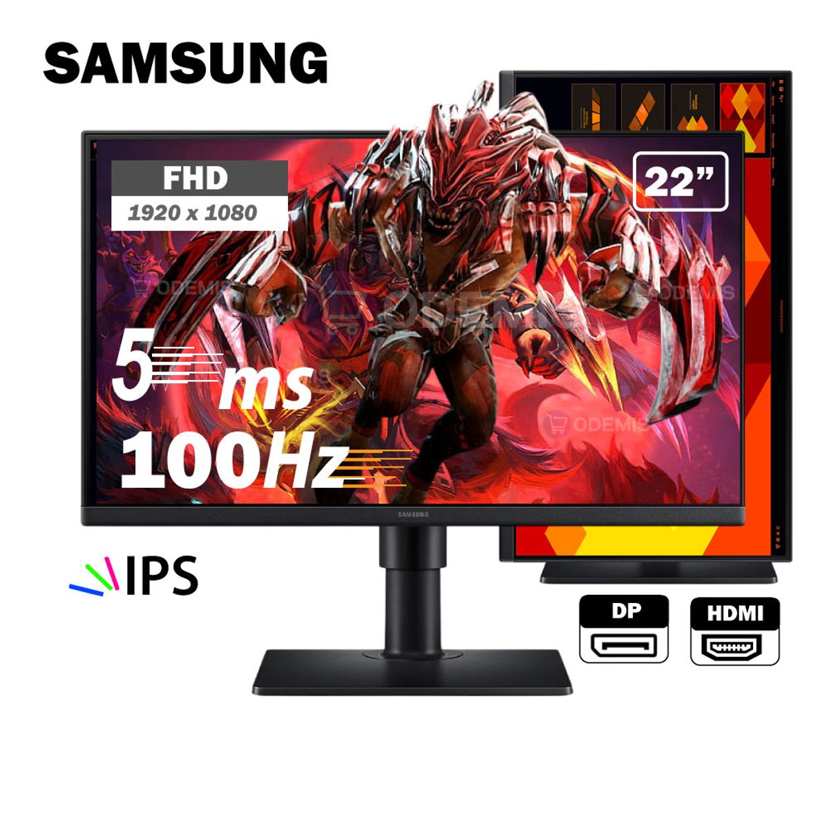 SAMSUNG - MONITOR SAMSUNG LS22D400GALXPE Essential S4 22 IPS FHD 100Hz 5ms Pivote