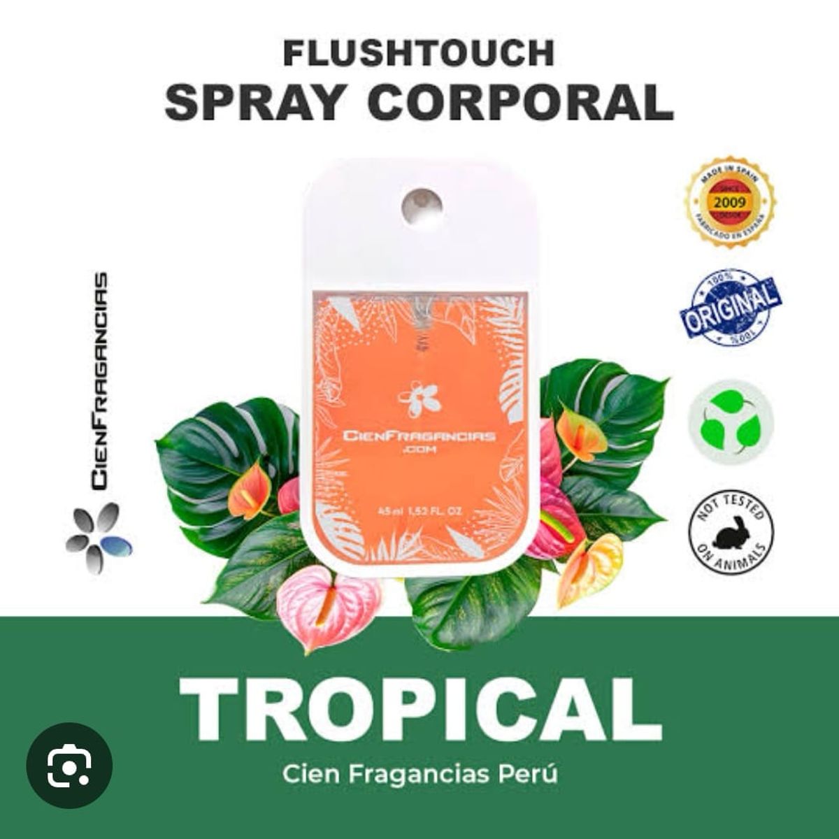 CIEN FRAGANCIAS - BODY MIST BRISA TROPICAL FLUSH TOUCH CIENFRAGANCIAS CIEN ESENCIAS 45ML