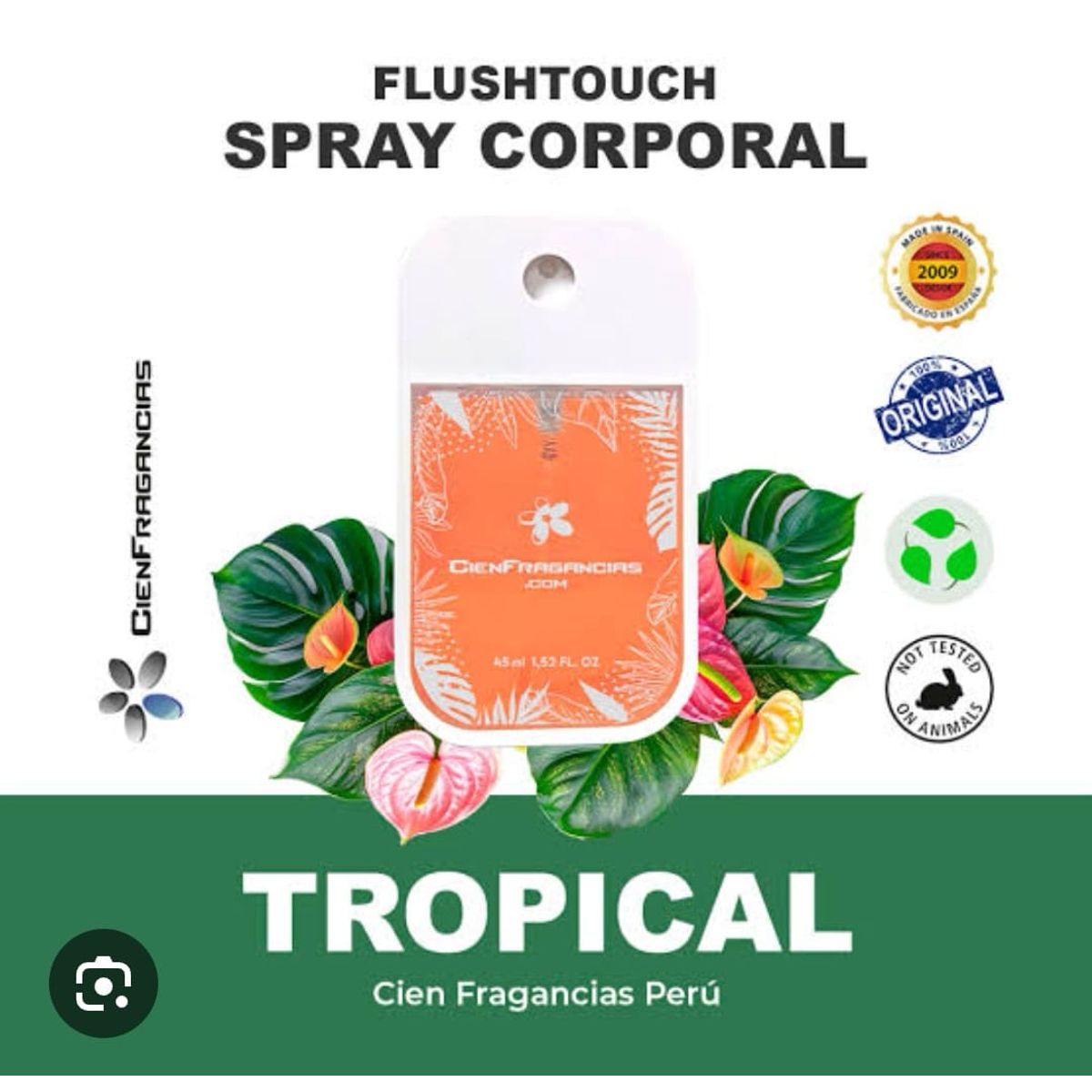 CIEN FRAGANCIAS - BODY MIST BRISA TROPICAL FLUSH TOUCH CIENFRAGANCIAS CIEN ESENCIAS 45ML