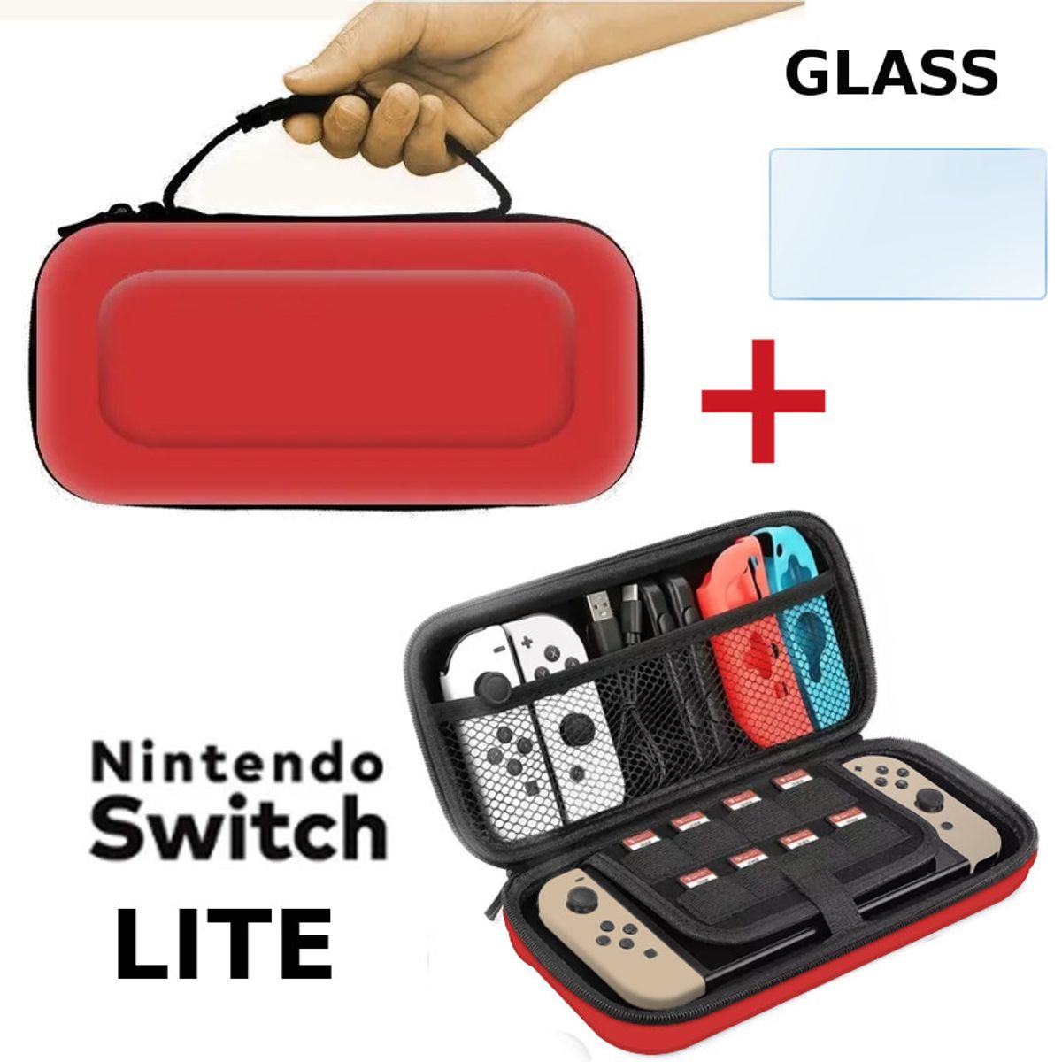 GENERICO - Case Viajero Transportador Nintendo Switch LITE + Cristal templado