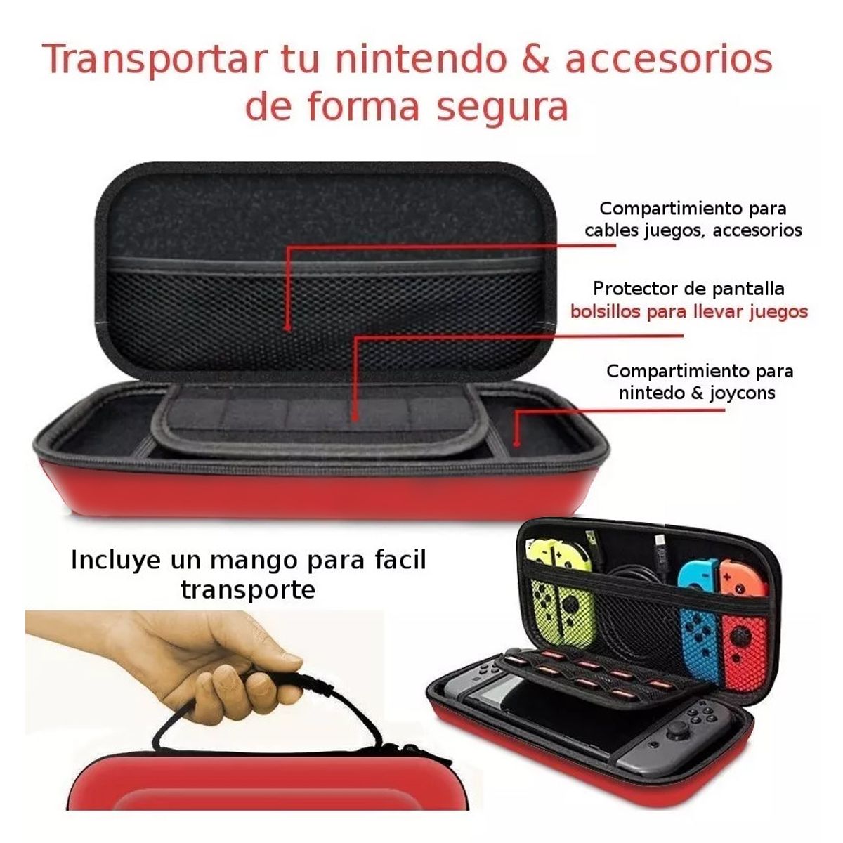 GENERICO - Case Viajero Transportador Nintendo Switch + Cristal templado
