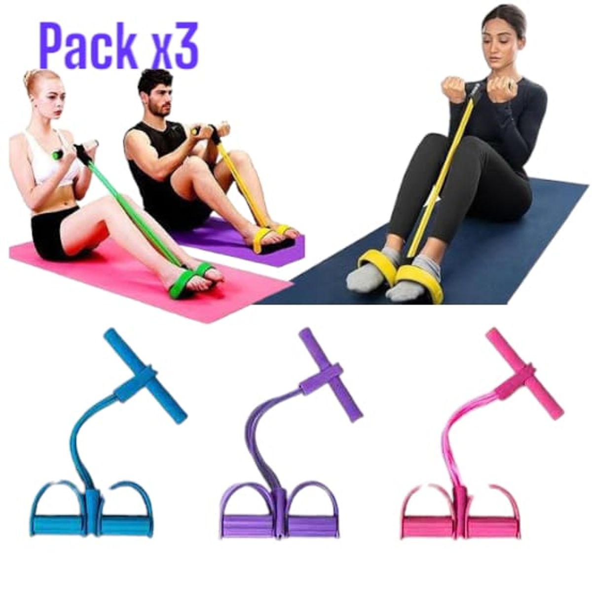 OEM - PACK 3 Ligas Ejercicio Abdominales Tummy Trimmer Ejercitador