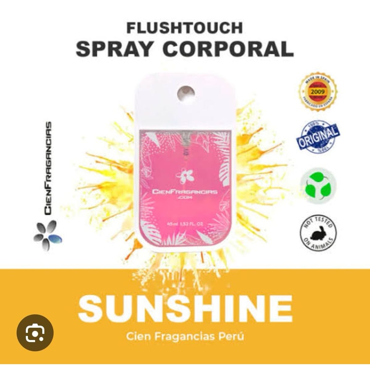 CIEN FRAGANCIAS - BODY MIST CITRICA FLORAL CIENFRAGANCIAS CIEN ESENCIAS 45ML SUNSHINE