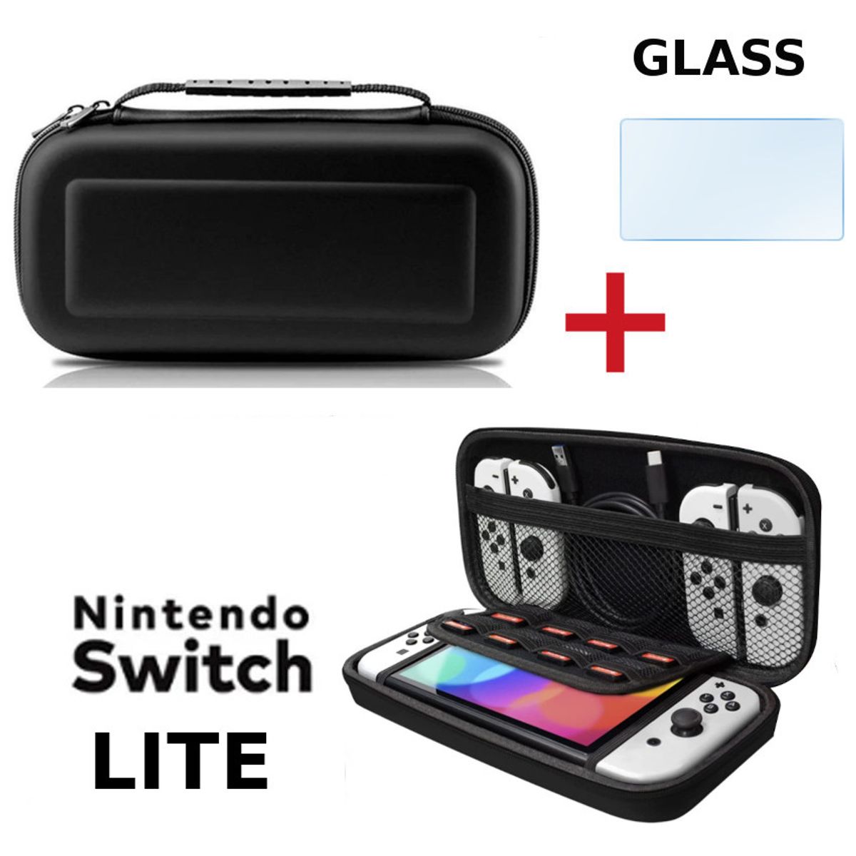 GENERICO - Case Viajero Transportador Nintendo Switch LITE + Cristal templado