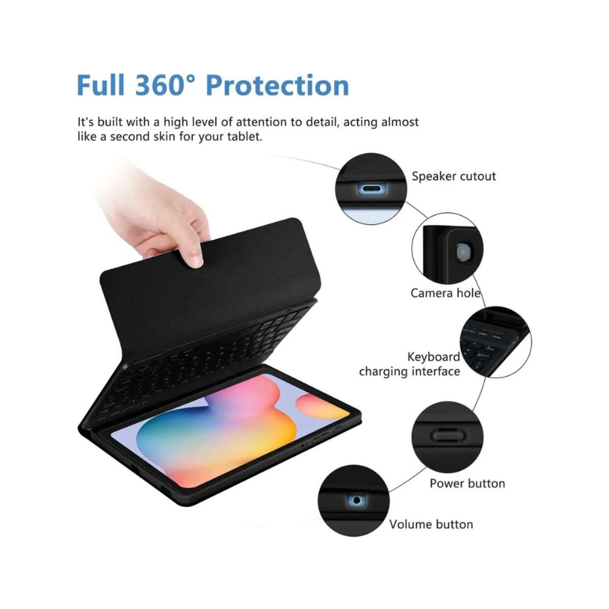 OEM - Case con Teclado BLUETOOTH para SAMSUMG GALAXY TAB A9 Plus- NEGRO