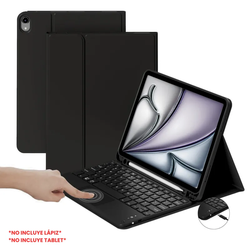 GENERICO - Funda Con Teclado Bluetooth Touchpad para iPad AIR 11 M2 M3 - NEGRO