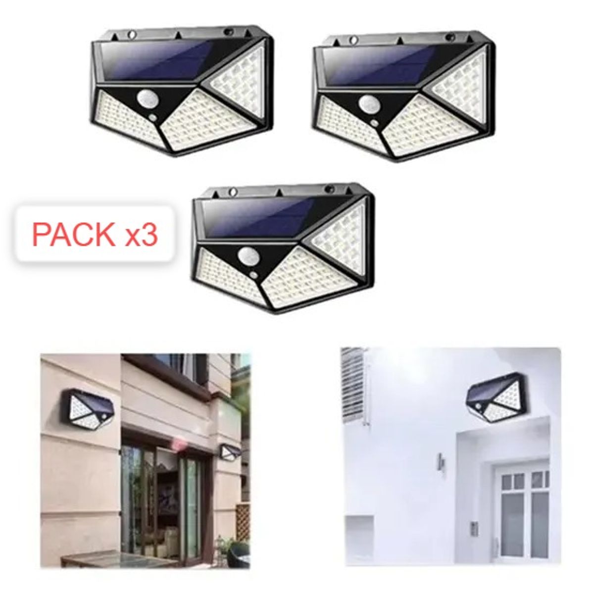 OEM - 3Lamparas LEDs Solar con Sensor Movimiento mas de 100 Leds