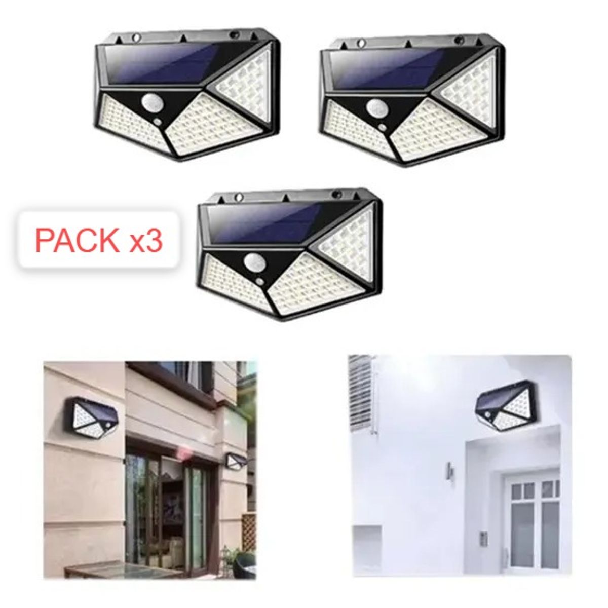 OEM - 3Lamparas LEDs Solar con Sensor Movimiento mas de 100 Leds