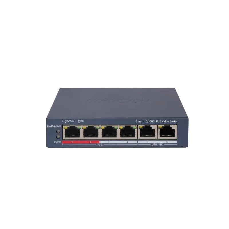 HIKVISION - DS-3E1106P-EI/M Switch Smart de 6 P 4 puertos PoE y 2 RJ45 10/100