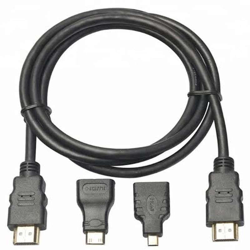 OEM - Cable HDMI 3 en 1 para HDTV y Mini HDMI y Micro HDMI 150cm