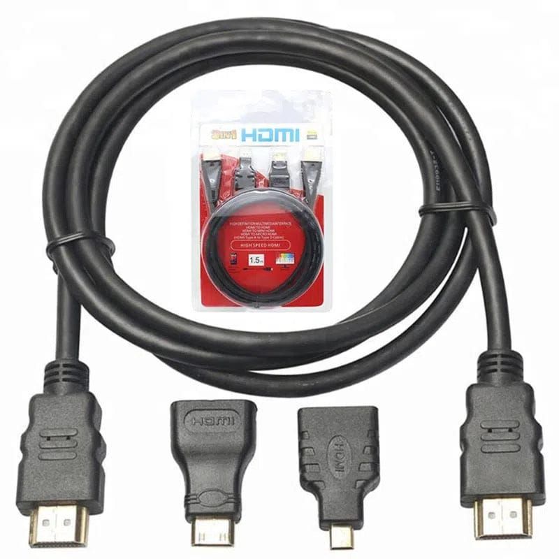 OEM - Cable HDMI 3 en 1 para HDTV y Mini HDMI y Micro HDMI 150cm