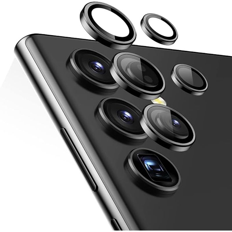 GENERICO - Protector De Camara Samsung S23 Ultra Metalizado Negro