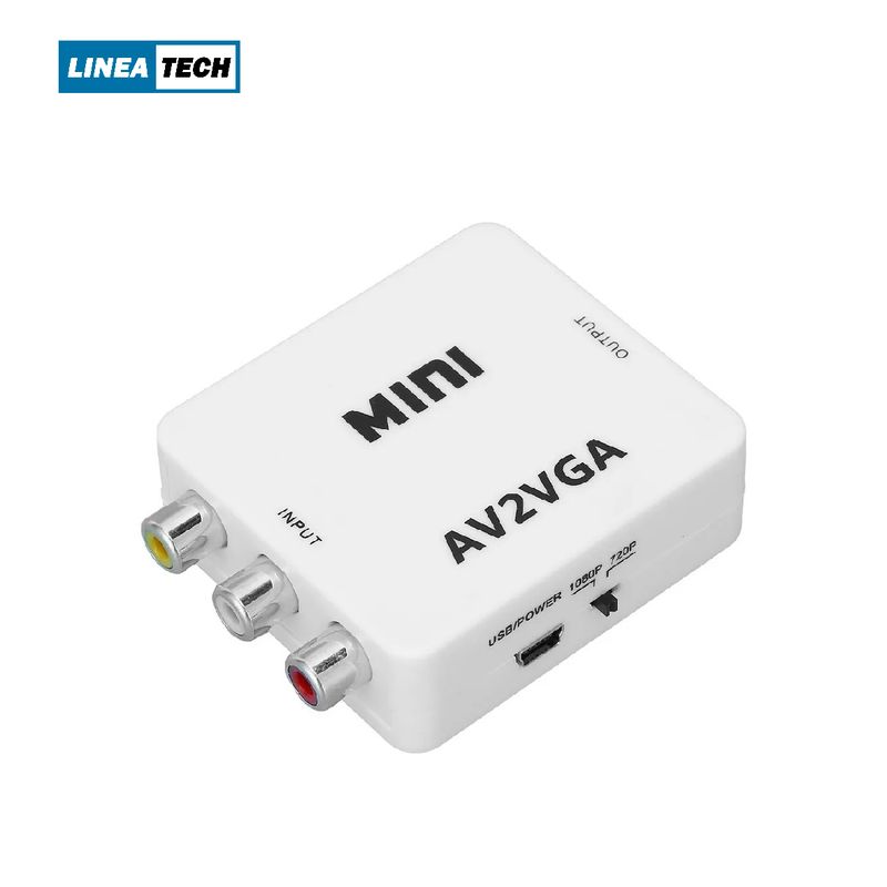 GENERICO - CONVERTIDOR ADAPTADOR AV RCA A VGA AV2VGA 1080P LINEA TEACH