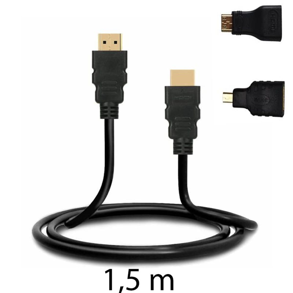 OEM - Cable HDMI 3 en 1 para HDTV y Mini HDMI y Micro HDMI 150cm