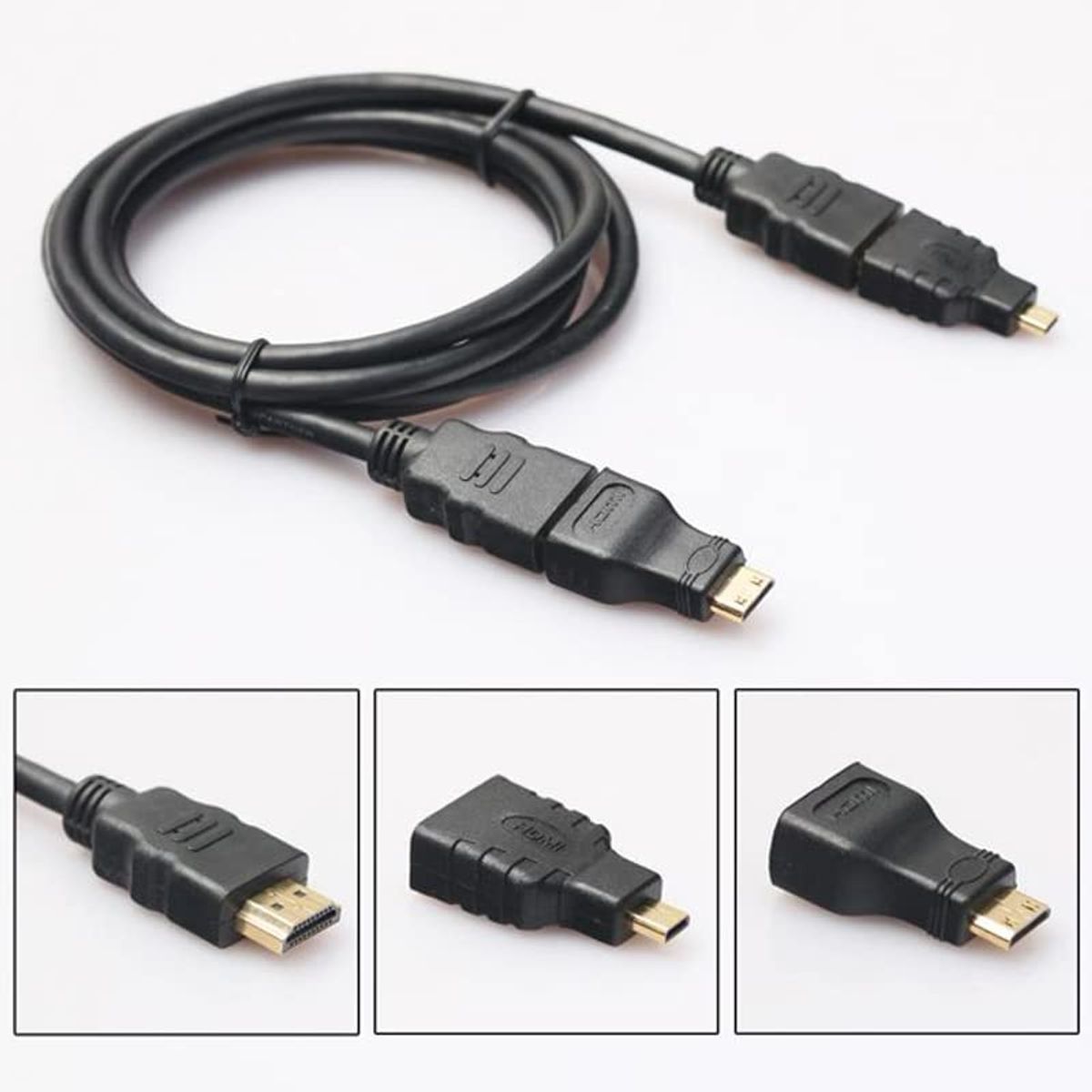 OEM - Cable HDMI 3 en 1 para HDTV y Mini HDMI y Micro HDMI 150cm