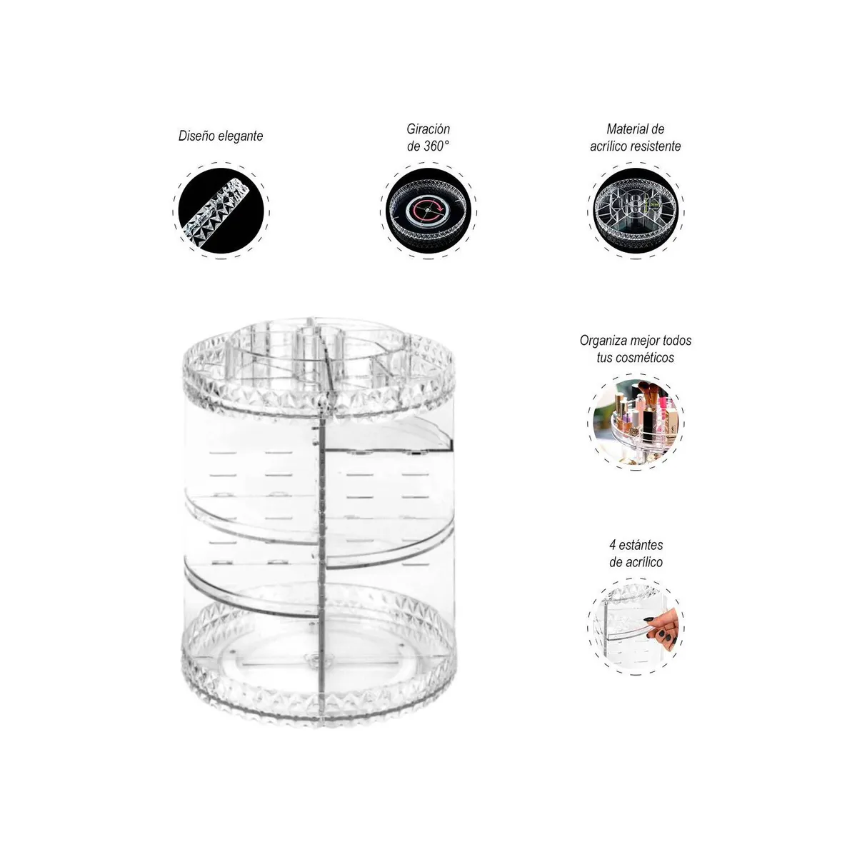 GENERICO - Organizador de Cosméticos Acrílico Giratorio