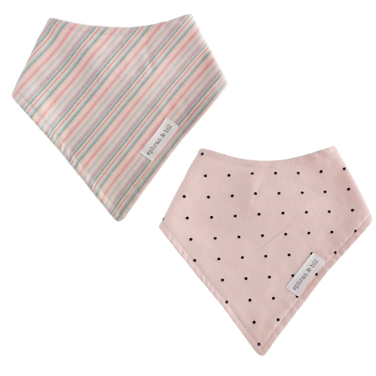EPHRAN & BILL - Baberos Bandana para Bebé 2 PCS  Polka y Rayas