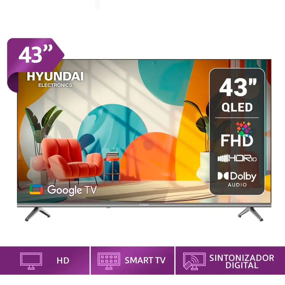 HYUNDAI - TELEVISOR HYUNDAI QLED 43” FHD SMART TV HYLED4326QG