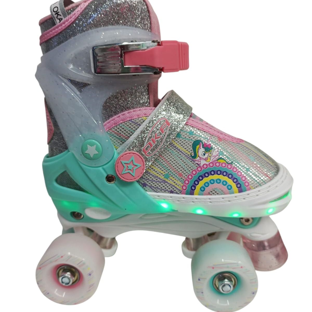 OKA - PATINES 4 RUEDAS OKA BLANCO CON LUCES LED 34-37