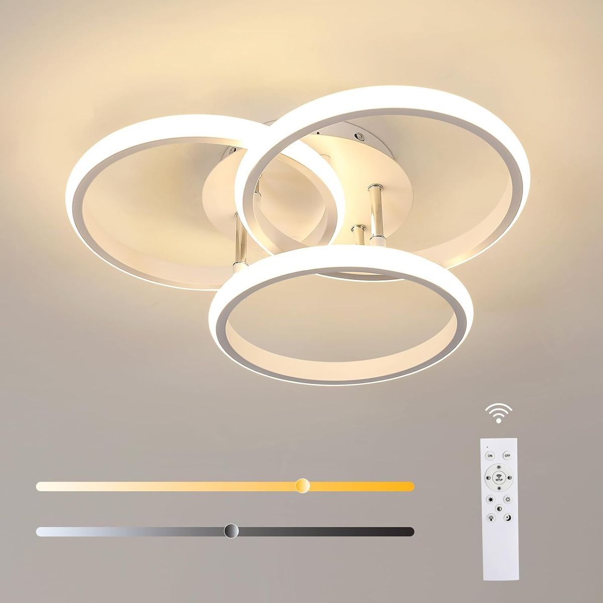 GENERICO - Lámpara Colgante Triple  Anillo Gold Led 48W