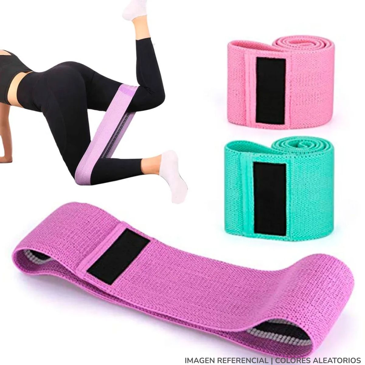 INSPIRA MARKET - Set x3 Bandas Resistencia Elástica de Tela Ligas Ejercicios