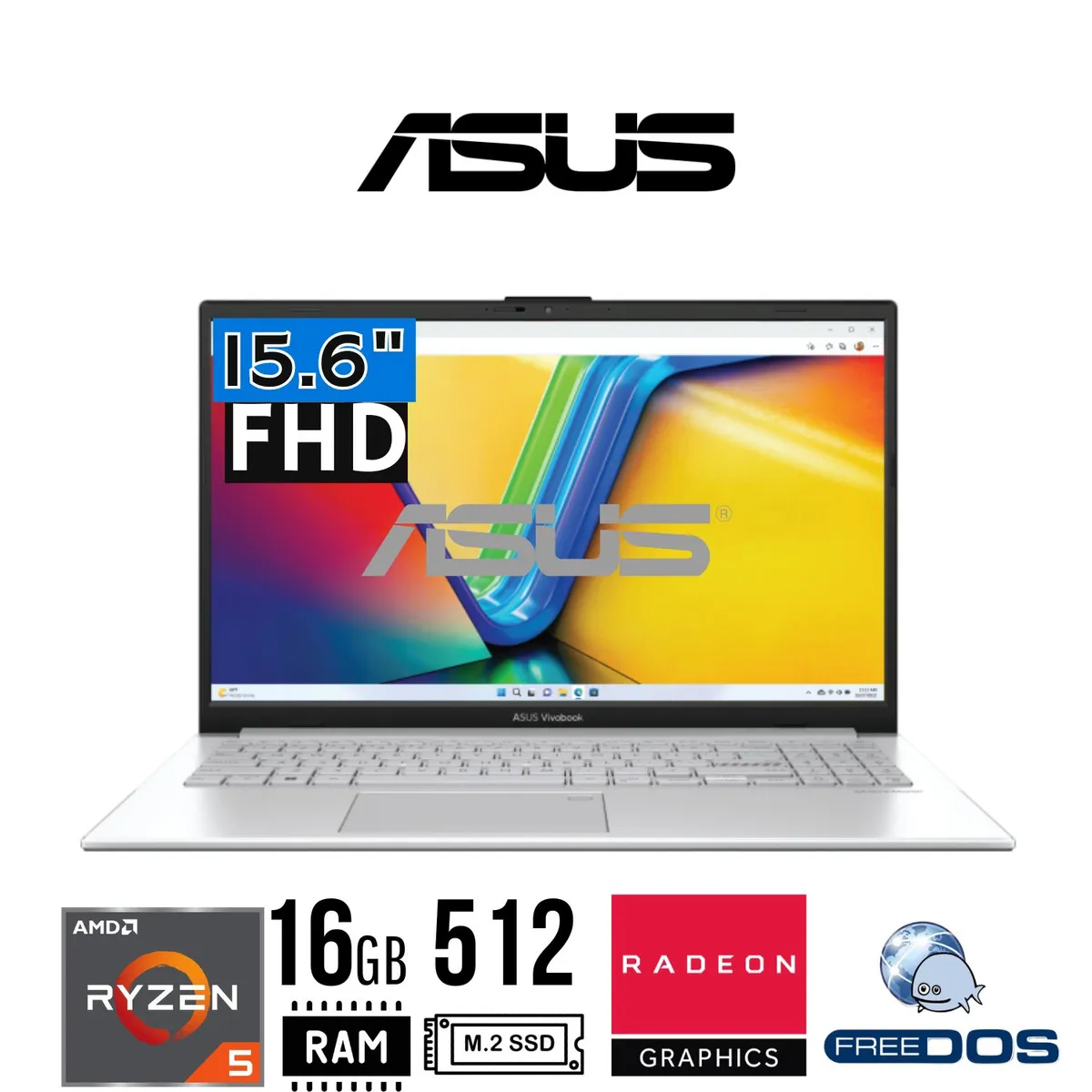 ASUS - Laptop  Asus Vivobook Go E1504FA-NJ545, 15.6" FHD - Ryzen 5 7520U, 16GB, SSD 512GB - Freedos
