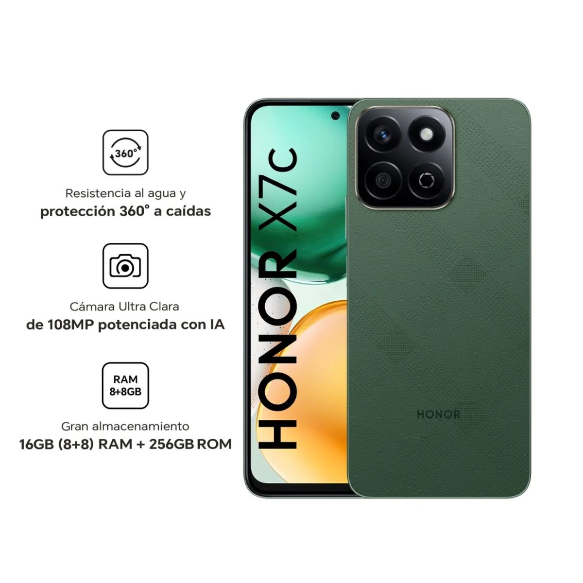 HONOR - HONOR X7C 8GB RAM+256GB VERDE - ENTREGA INMEDIATA