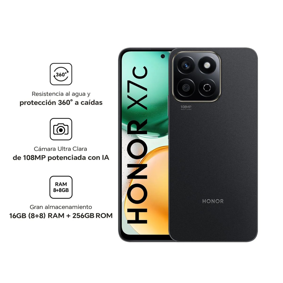 HONOR - HONOR X7C 8GB RAM+256GB NEGRO - ENTREGA INMEDIATA