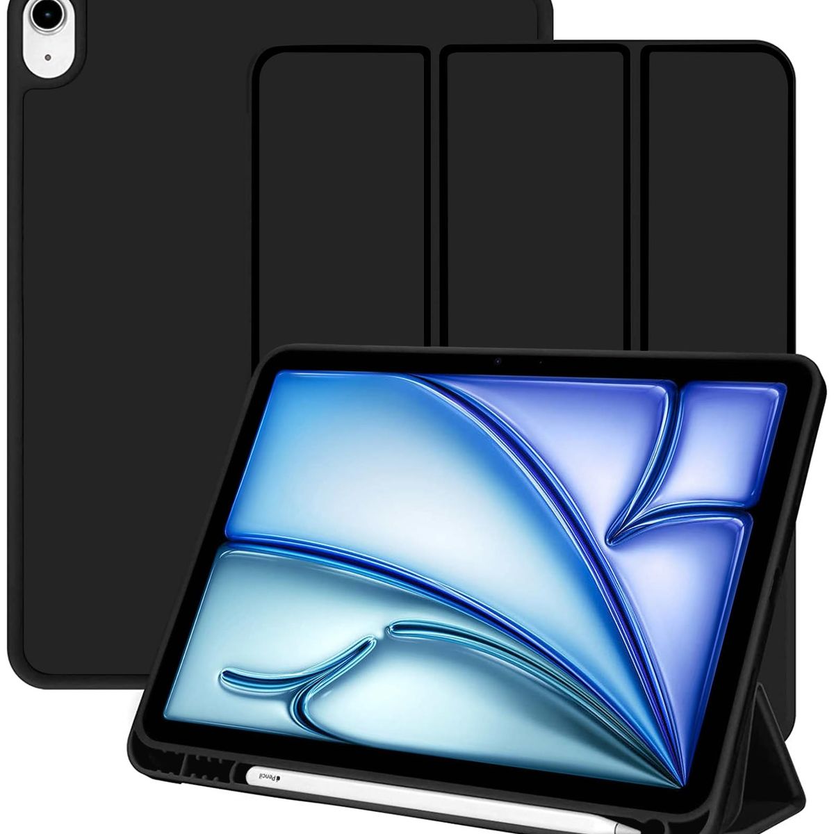 GENERICO - Funda Smart Case Portapencil Para iPad AIR 11 M2 M3 - NEGRO